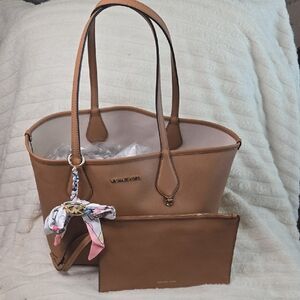 Michael Kors Brown Leather Tote with Pouch